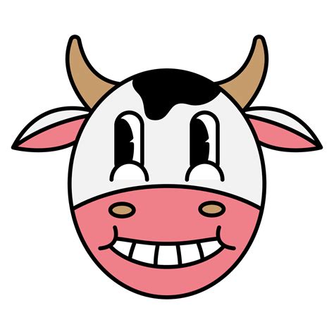 happy cow head cartoon. vintage cartoon 10787476 Vector Art at Vecteezy