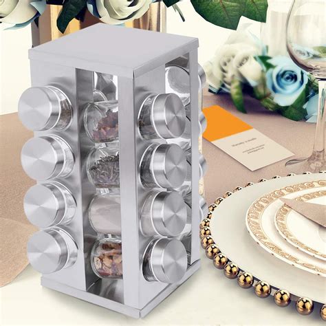 Buy Iuhan 16 Jar Revolving Countertop Spice Rack Organizer Stainless