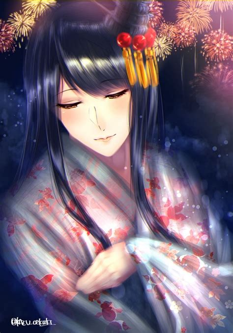 kimono japanese kimono fusou fan art kantai collection hd phone