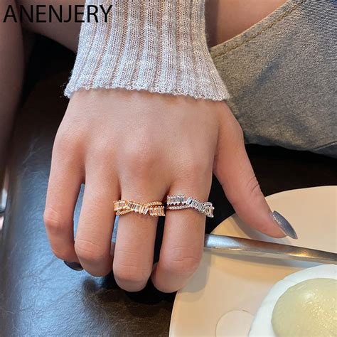 Buy Anenjery Irregular Zircon Cross Open Ring For Women Vintage