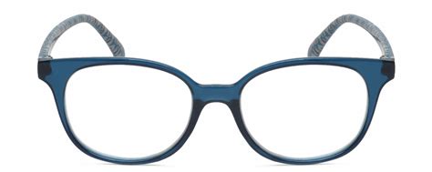 Elle Womens Prescription Glasses In Crystal Blue White Diamond 50 Mm Rx Bifocal Designer