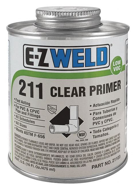 Ez Weld Clear Primer Size Oz For Use With Fittings Pipes Nze