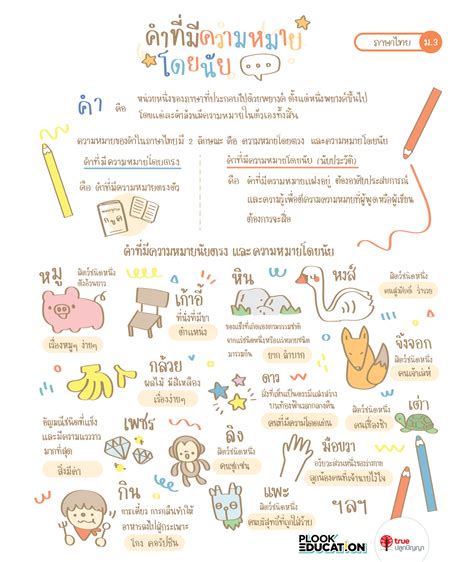 ชีทสรุปภาษาไทย ม 3 คำที่มีความหมายโดยนัย Trueplookpanya