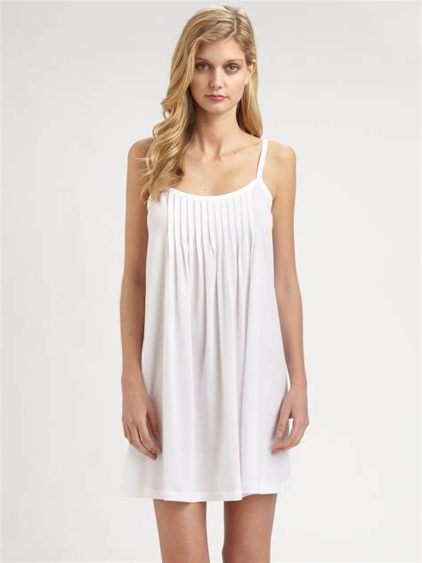 Hanro Juliet Cotton Pleated Babydoll Gown In White Lyst