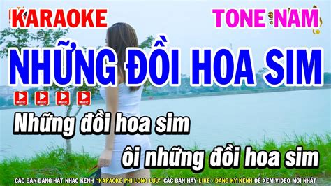 Karaoke Những Đồi Hoa Sim Tone Nam Dm Nhạc Sống Phi Long YouTube