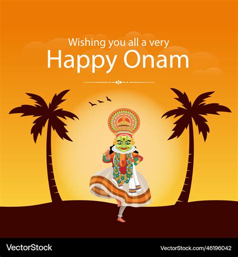 Happy Onam Festival Celebration Banner Design Vector Image