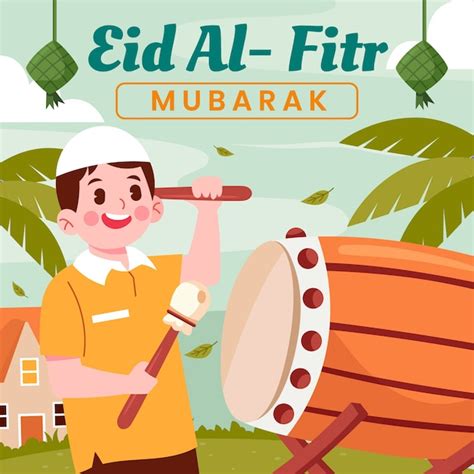 Flache Illustration für islamische Eid al Fitr Feier Kostenlose