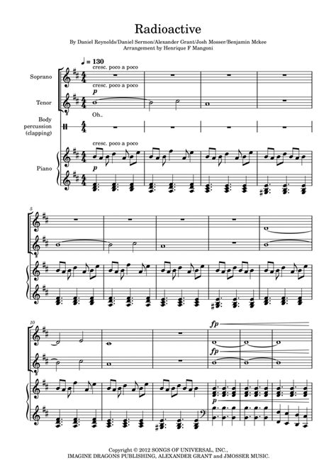 Radioactive Arr Henrique F Mangoni By Imagine Dragons Sheet Music