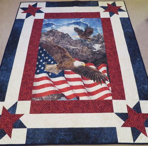 Bald Eagle Patriotic Quilt American Flag Blanket Bald Eagle Etsy