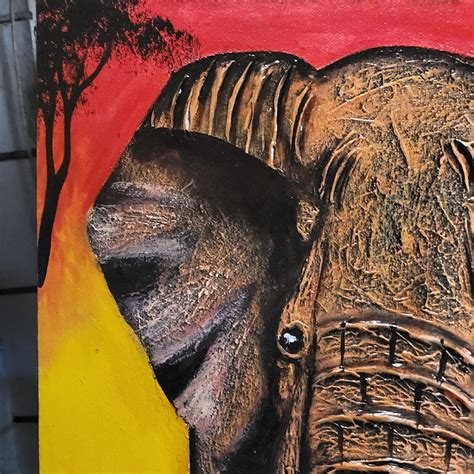 Elephant Oil Painting African Art Wall Decor - Etsy