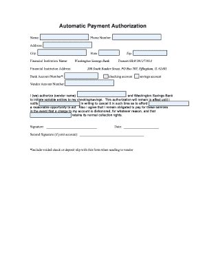 Automatic Payment Authorization Form Fill Online Printable Fillable