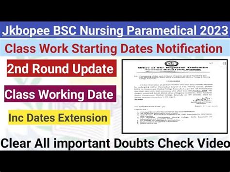 Jkbopee Bsc Nursing Class Work Dates Nd Round Counseling Update