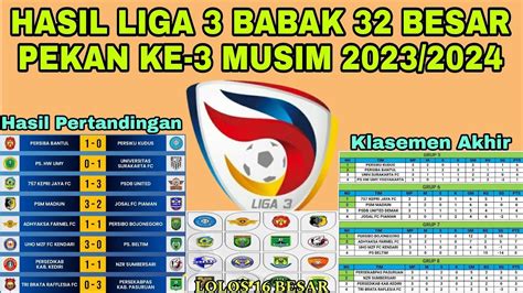 Hasil Liga 3 Indonesia 2023 Babak 32 Besar Pekan Ke 3 Putaran Nasional