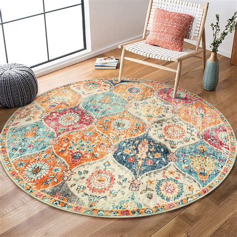 Amazon Lahome Moroccan Trellis Washable Round Rugs Non Slip