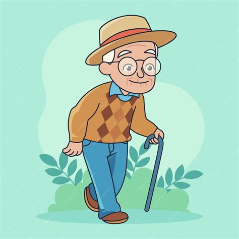 Premium Vector Hand Drawn Old Man Cartoon Illustration