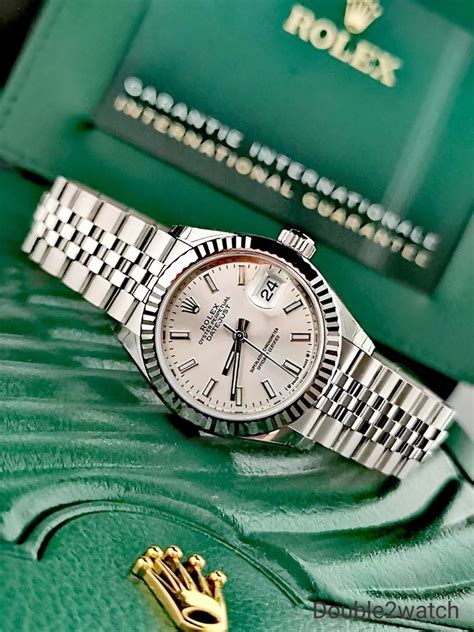 Rolex Lady Datejust 28mm Automatic Silver Dial 18k White Gold Fluted