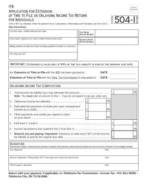 Fillable Online Application For Extension Of Time To File An Oklahoma