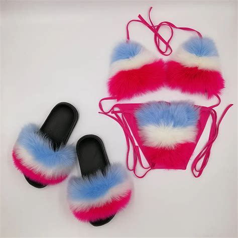 Custom Women Fur Underwear Fox Fur Furry Bra Lingerie Set Buy Furry