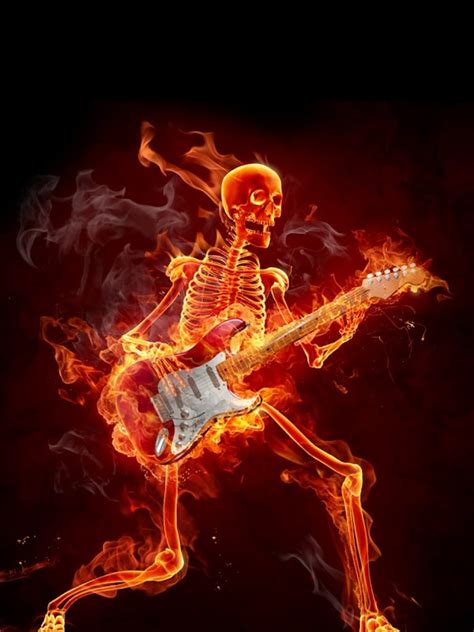 Galaxy Note Hd Wallpapers Burning Skeleton Playing The Guitar Galaxy Note Hd Wallpaper