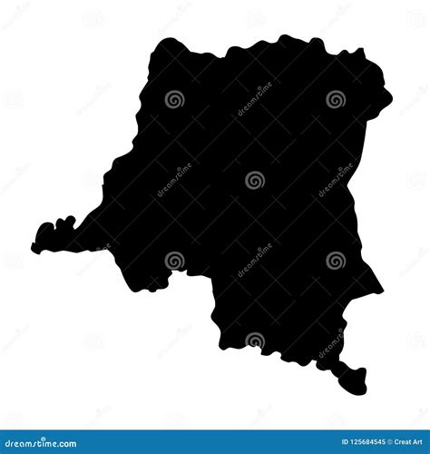 Democratic Republic Of The Congo Map Silhouette Vector Illustration