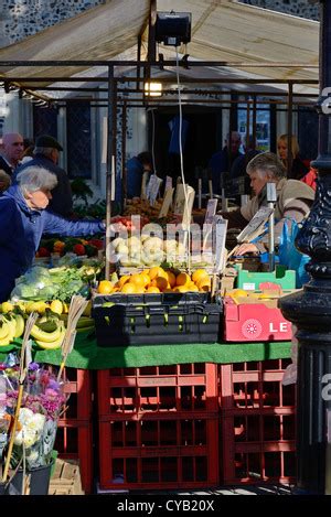 Stall At Bury St Edmunds Open Market Stock Photo Alamy