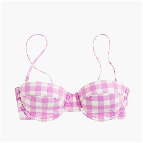 J Crew Synthetic Demi Underwire Bikini Top In Oversized Matte Gingham