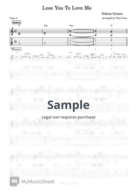 Selena Gomez Lose You To Love Me Fingerstyle Tab 1staff By Yuta Ueno