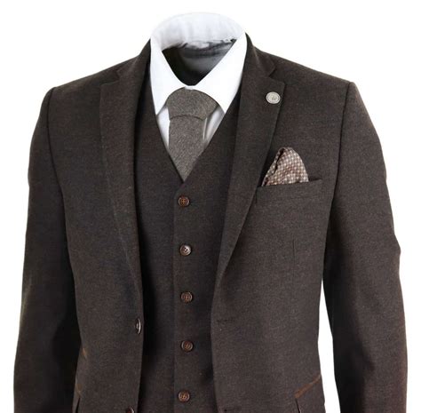 Mens Wool Vintage Brown Suit Happy Gentleman