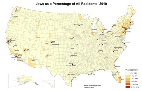 The Percentage Of Jews In The Us 1980 2010 Vivid Maps