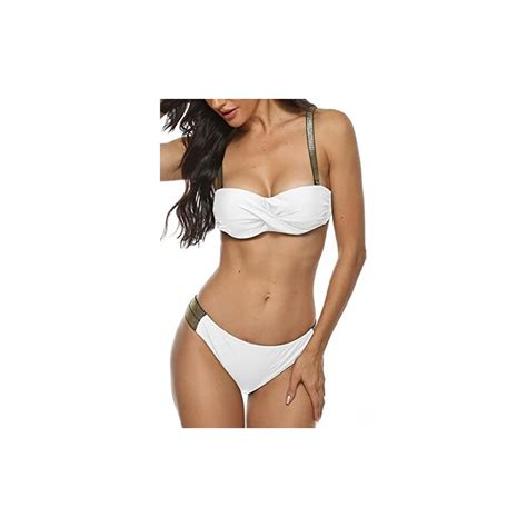 Yutdeng Costume Da Bagno Fascia Oro Fluorescente Due Pezzi Bikini Donna Con Ferretto Halter Push