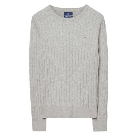 Gant Womens Cotton Crewneck In Light Grey Melangeparkinsons Lifestyle