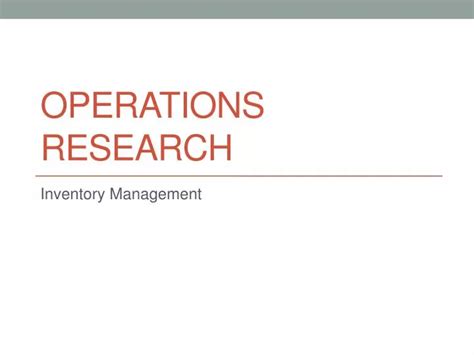 PPT - Operations Research PowerPoint Presentation, free download - ID ... 