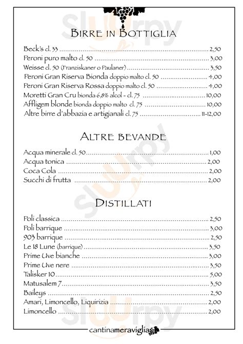 Men Cantina Meraviglia Bari Specialit E Piatti Del Menu Completo