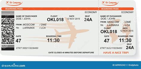 Teste Padrão Do Bilhete Da Passagem De Embarque Da Linha Aérea