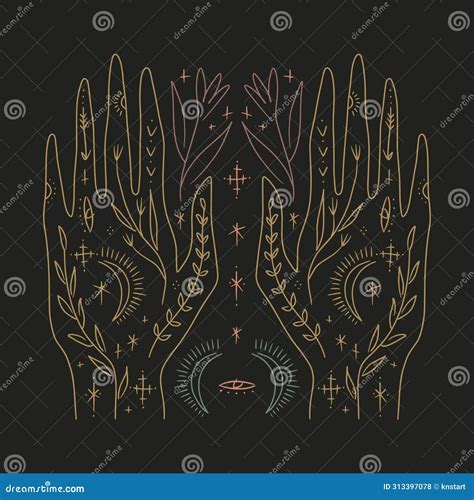 Black Gold Boho Mystical Reiki Fine Art Hand Drawn Style Logo Or Icon