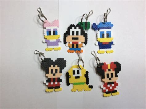 Mickey Mouse and Friends Perler Bead Keychain - Etsy