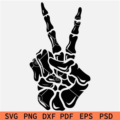 Skeleton Hand Peace Symbol SVG Skeleton Peace Sign Svg Skeleton Peace