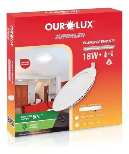 Plafon De Embutir 18w Redondo 6400k Ourolux Parcelamento Sem Juros