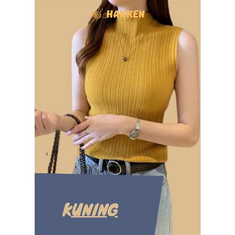 Jual Kendall Turtle Neck Atasan Wanita Turtleneck Tanpa Lengan