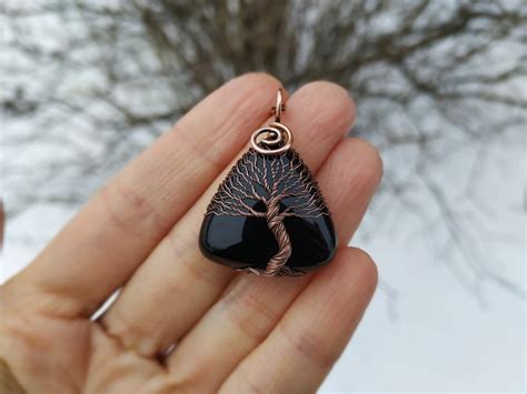 Handmade Copper Wire Wrap Tree Of Life Pendant Amulet Copper