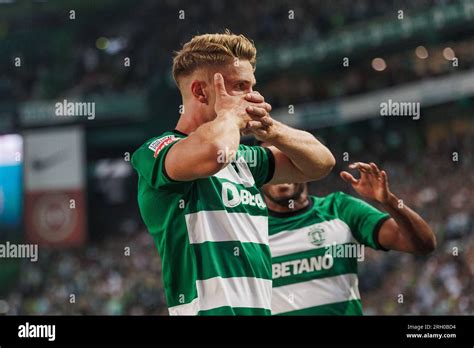 Viktor Gyokeres Celebrates After Scoring His First Goal During Liga