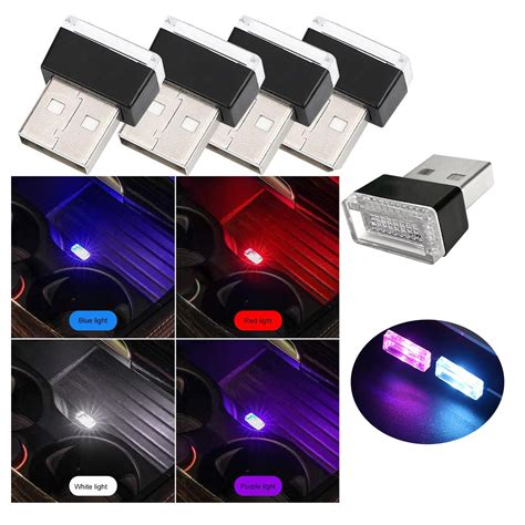 Universal Mini Car Auto Interior LED Lights USB Neon Atmosphere Ambient