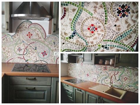 Столешница из мозаики на кухне - 40 фото