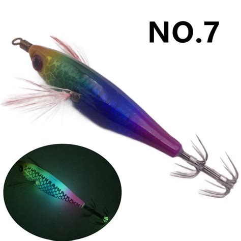 Fule G Cm Fishing Bait Luminous Wooden Shrimp Squid Hook Fake Bait