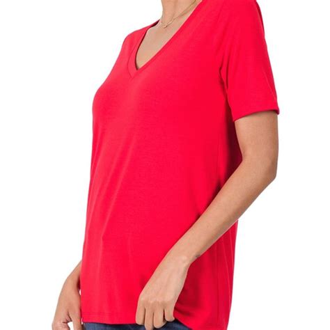 Zenana Outfitters Tops New Zenana Ruby Vneck Short Sleeve Top