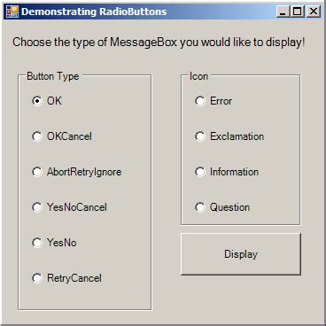 RadioButton GUI Windows Form C C Sharp