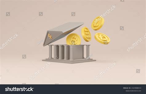 D Rendering Bank Building Icon Roof Stock Illustration