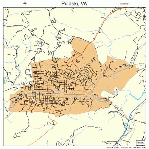 Pulaski Virginia Street Map 5164880