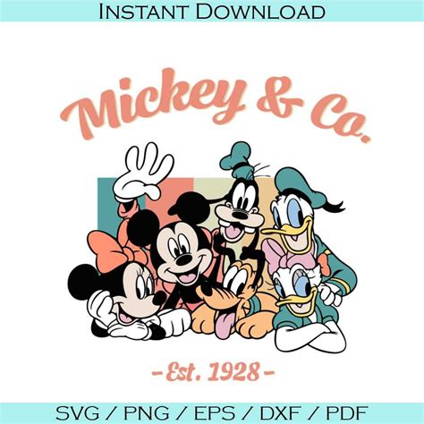 Vintage Mickey And Co Est 1928 Svg Sublimation Files Silhoue Inspire