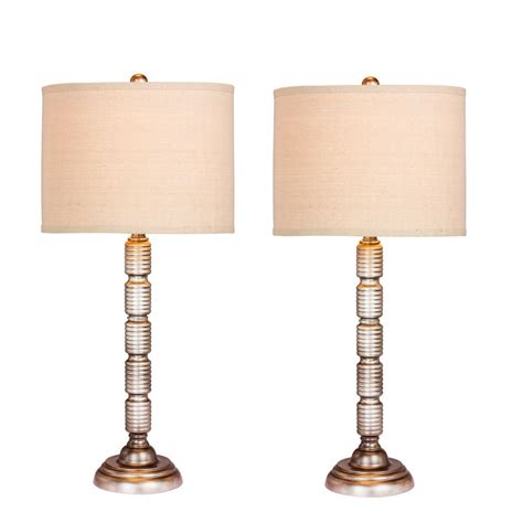 Fangio Lighting Pair Of In Industrial Ribbed Metal Table Lamps